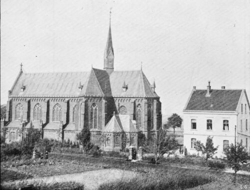Kirche St. Markus mit Pfarrhaus um 1883