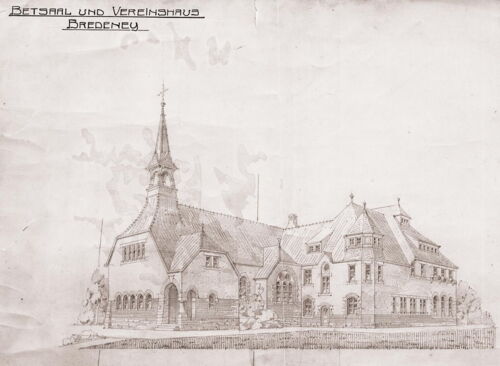 Evangelisches Bethaus und Vereinshaus Am Brandenbusch in einer Architektenzeichnung von 1910
